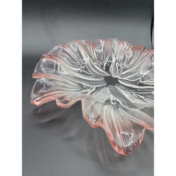 Mikasa Walther Frosted Glass Pink Tulip Dish/Platter Vintage - Picture 5 of 6